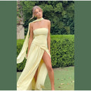 Vestido largo sexy elegante sin tirantes sin espalda abertura alta -14