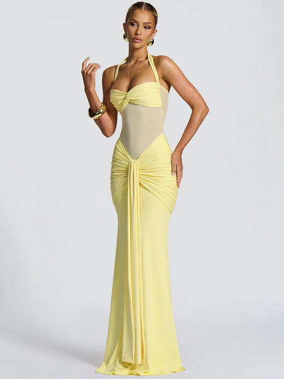 Women's Sexy Maxi Dress Elegant Backless Halter Off Shoulder Party