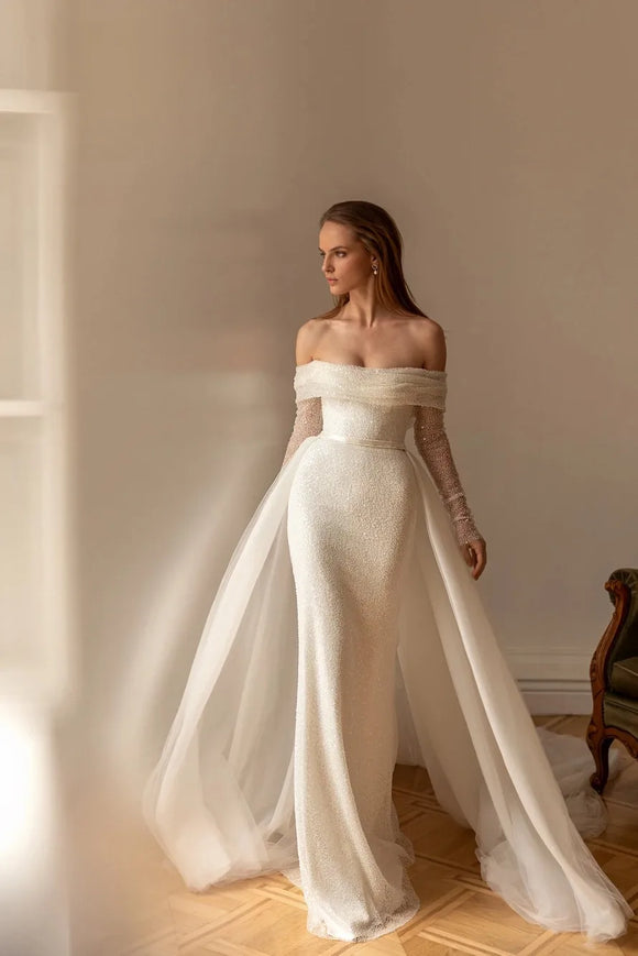 Diane Custom Made Mermaid Wedding Dress, Detachable Train & Sequins