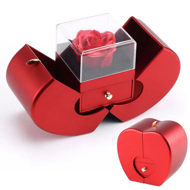 To My Love Eternal Rose Necklace Gift Red Apple Jewelry Box