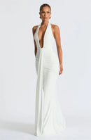 Sexy Maxi Dress Deep V-Neck Ruched Backless Elegant for Women