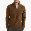Men’s Sweater Pullover Knit Turtleneck Solid Color Long Sleeve Zipper