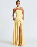 Women's Sexy Maxi Dress Elegant Strapless Backless High Slit Evening Gown-18