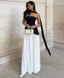 Women's Sexy Maxi Dress Elegant Strapless Backless High Slit Evening Gown