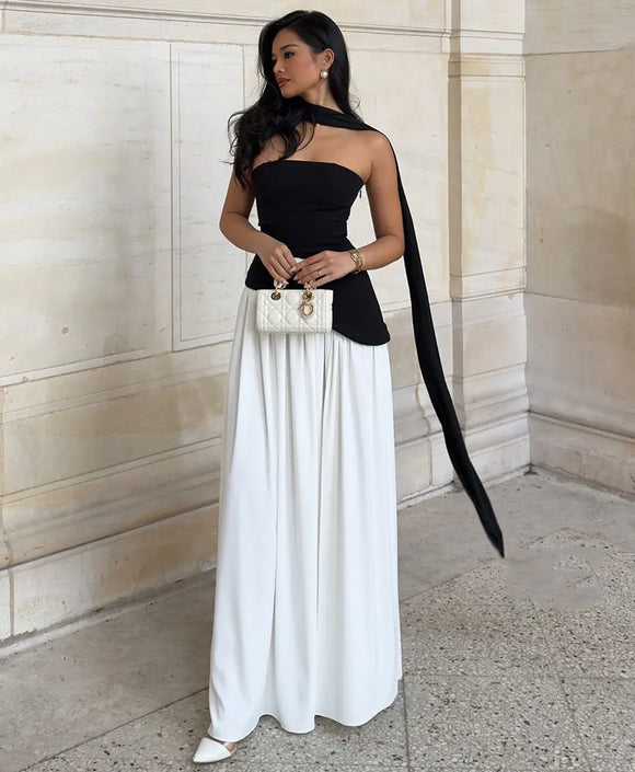 Women's Sexy Maxi Dress Elegant Strapless Backless High Slit Evening Gown