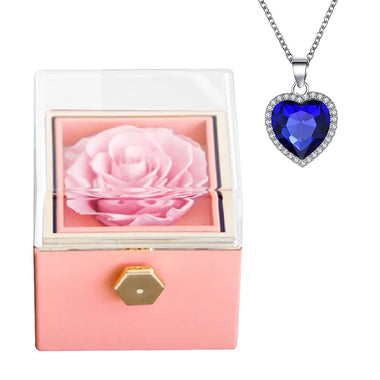 For Girlfriend Rotating Rose Necklace Gift box Jewelry With Flower