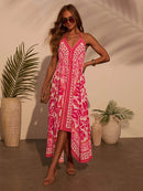 Bohemian Floral Sexy Maxi Dress for Women Elegant Strap Halter V Neck-14