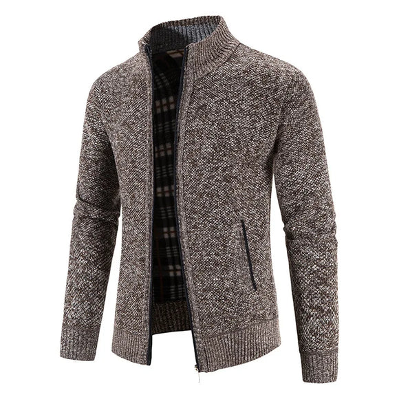 Men's Cardigan Large Size Stand Collar Warm Knit Sweater Coat Youth Wool