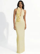 Women's Sexy Maxi Dress Elegant Mesh Deep V Backless Sleeveless Bodycon