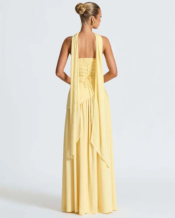 Women's Sexy Maxi Dress Elegant Strapless Backless High Slit Evening Gown