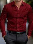 Men's Shirt Elegant Striped Casual Soft Lapel Plus Size Office Top