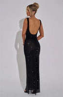 Women's Sexy Long Dress Backless Sequin Sleeveless Elegant Gown