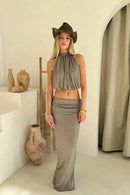 Sexy Knit Sets Backless Wrap Lace-Up Top Chic Elegant Cover-Ups For Women-14