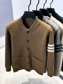 Men’s Premium Knitted Cardigan Long Sleeve Baseball Collar Casual Sweater-16
