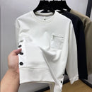 Men's Pullover Sweatshirt Plus Size Elegant Patchwork Long Sleeve with Pockets-5