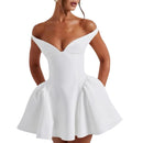 Sexy Mini Dress for Women Elegant Deep V Neck Sleeveless Shoulder Chic-10