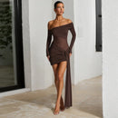 Women's Sexy Mini Dress Elegant Off Shoulder Sheer Backless Ruched-12