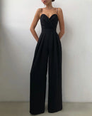 Women's Jumpsuit Elegant Sleeveless High Waist Wide Leg V Neck Romper-13