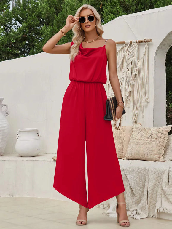 Women's Jumpsuit Elegant Solid Color Suspender Wide Leg Waist Closing