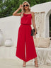 Women's Jumpsuit Suspender Wide Leg Waist Closing Solid Color