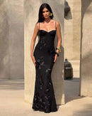 Women's Mermaid Sexy Maxi Dress Elegant Backless Corset Straps