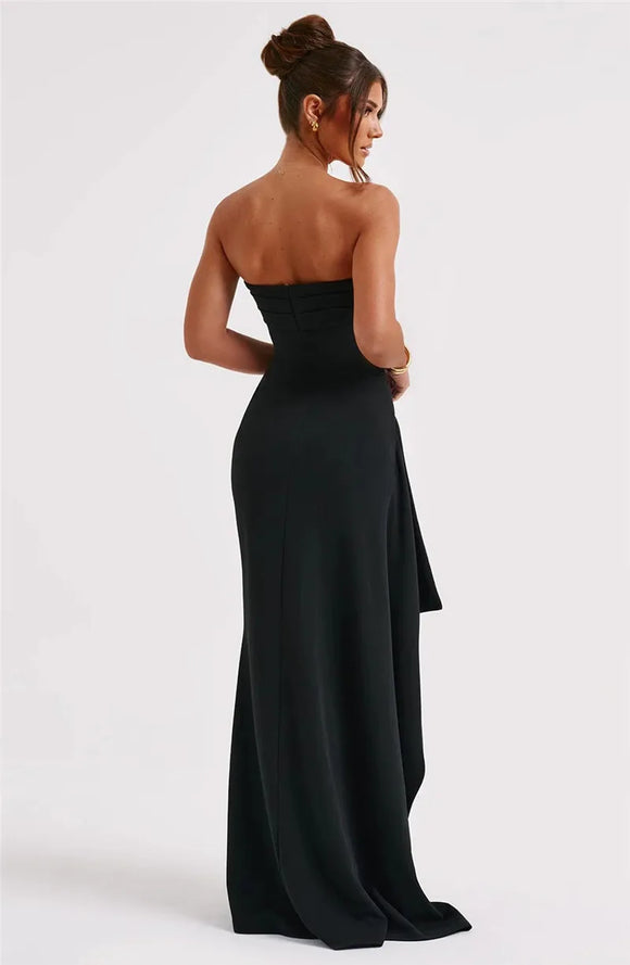 Sexy Maxi Dress Elegant Strapless Backless High-Slit Evening Wear