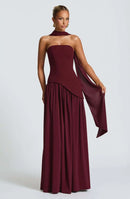 Women's Sexy Maxi Dress Elegant Strapless Backless High Slit Evening