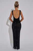 Women's Sexy Long Dress Backless Sequin Sleeveless Elegant Gown-25
