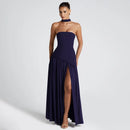 Sexy Maxi Dress Women Gown Strapless Elegant Off Shoulder Backless High Split-10