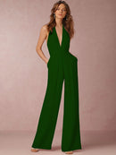 Women's Jumpsuit Elegant Deep V Neck Slim Sleeveless Backless Wide Leg-15