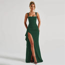 Women's Long Dress Sexy Elegant Spaghetti Straps Backless Split