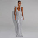 Women's Sexy Long Dress Sequin Elegant  Backless Sleeveless