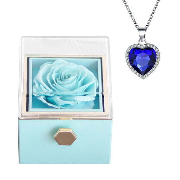 For Girlfriend Rotating Eternal Rose Necklace Gift Box Jewelry With Flower