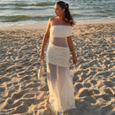 Women's Sexy Long Dress Elegant Off Shoulder Mesh Backless Party