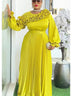 Maxi Women's Pleated Dress Plus size Sexy Long Sleeves