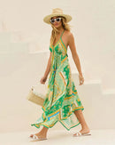 Bohemian Floral Sexy Maxi Dress for Women Elegant Strap Halter V Neck-19