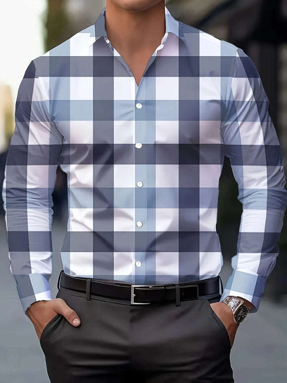 Men's Shirt Elegant Striped Casual Soft Lapel Plus Size Office Top