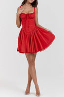 Robe courte sexy pour femme élégante dos nu élégante en dentelle plissée-18