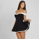Women's Mini Dress Elegant Strapless Off Shoulder Backless Patchwork-10