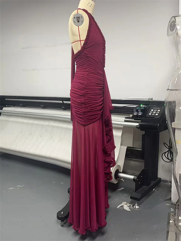 Women's Sexy Long Dress Deep V Neck Backless Elegant Party Gown