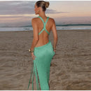 Women's Sexy Long Knit Dress Sleeveless Backless Elegant Side Slit