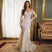 Women's Mermaid Wedding Gown Strapless Sexy Sheer Sleeves Applique Pearl