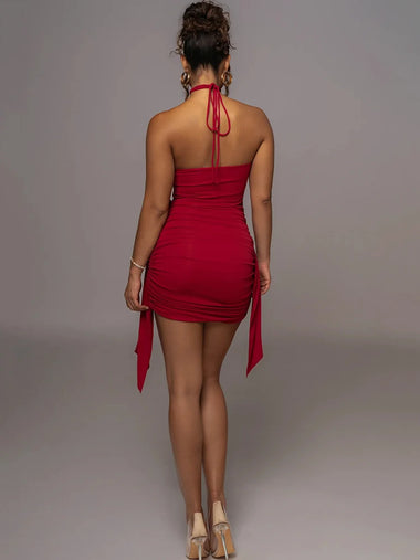 Sexy Mini Dress Elegant Bodycon Halter Backless for Women Party