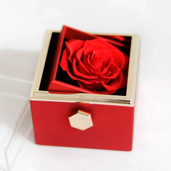 For Girlfriend Rotating Eternal Rose Necklace Gift Box Jewelry With Flower