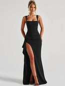 Women's Long Dress Sexy Elegant Spaghetti Straps Backless Split-33