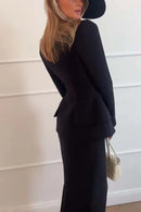 Women's Set Elegant Skirt Two Piece Slim Long Sleeve Suit-13