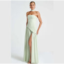 Women's Sexy Maxi Dress Corset Elegant Strapless Backless High Slit