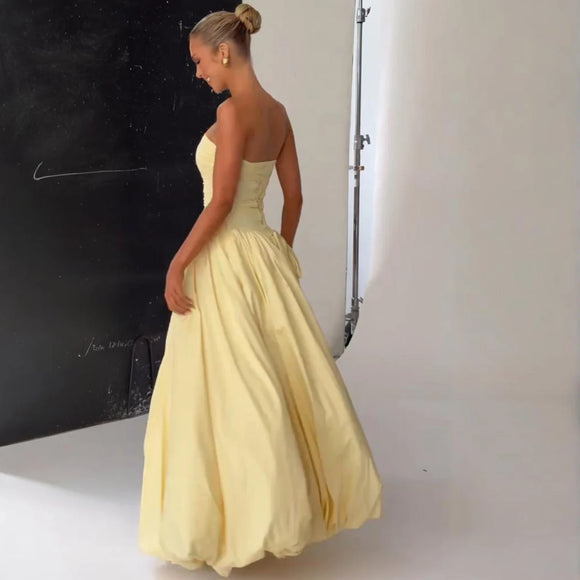 Robe longue sexy pour femme corset bouffante élégante plissée fendue soirée