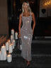 Women's Sexy Long Dress Backless Sequin Sleeveless Elegant Gown