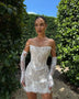 Bianca Custom Made Short Civil Wedding Dress Sheath Lace with Detachable Long Sleeves